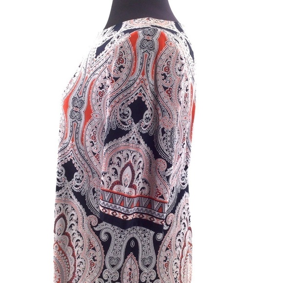Isabel & Nina Black Burnt Orange and White Paisley Textured Shift Dress - Picture 11 of 12